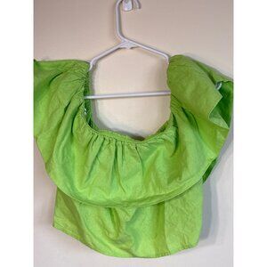 Green Off-Shoulder linen blend Smocked Crop Top XXL By A New Day  Lightweight Su